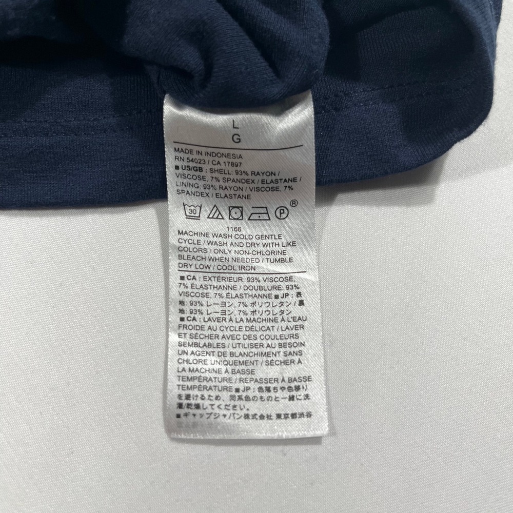 Banana Republic Midi Dress Women Large Navy Blue Good Cap Sleeve Side Slit - Picture 7 of 12